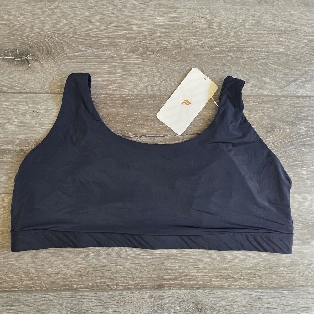 NWT Fabletics Naked Feel Scoop Neck Black Womens Bralette Wireless Bra 3X 20-22